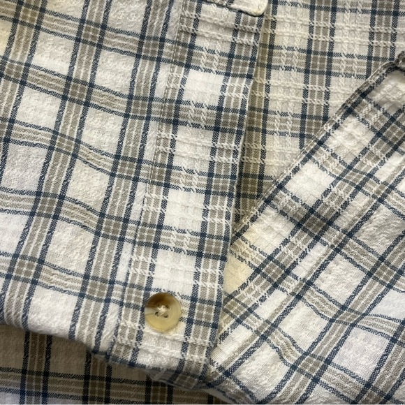 VINTAGE Big Dogs Shirt Mens Extra Large White Beige Checker Button Up Casual - Picture 5 of 10